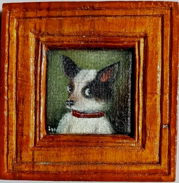 OOAK Original Work of Art Miniature animal Dog Hand Painted 1/1