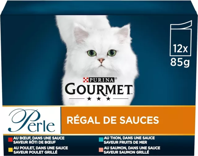 Purina | Gourmet Perle - Régal de Sauce | 12 Sachets Fraîcheur 4 Saveurs |  Neuf