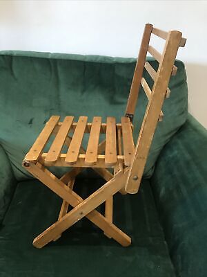 Vintage Mid Century Folding Wooden Slatted Chair (Teddy Bear/Doll)Picnic/Fishing 2