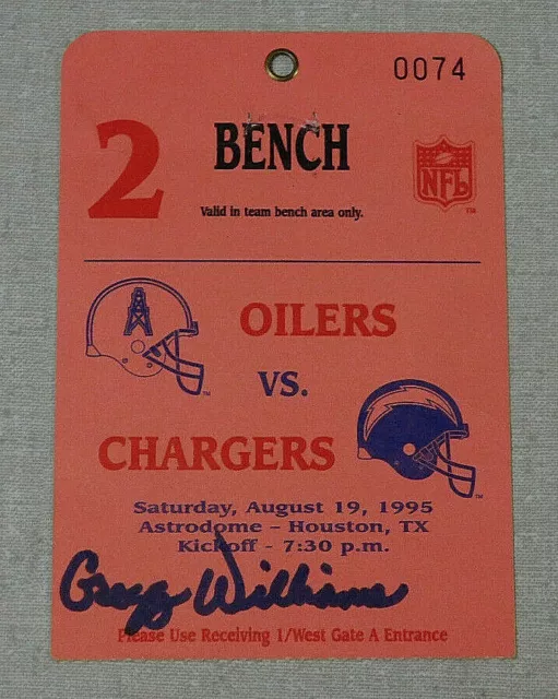 August 19 1995 Houston Oilers vs. San Diego Chargers NFL bench pass