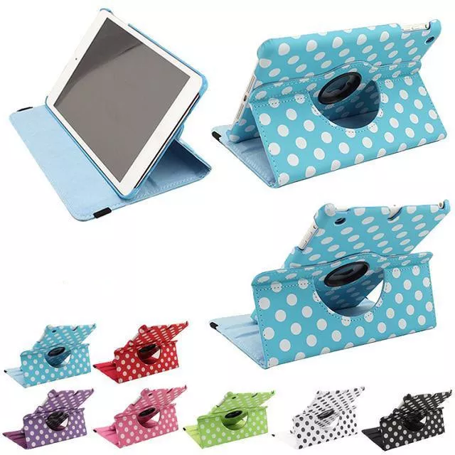 Luxury iPad 2 3rd 4th Generation 360 Rotating Polka Dot Stand Case Cover Wallet