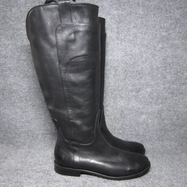 Frye Paige Tall Riding Boots Womens 8 Black Leather Pull On Knee High NEW