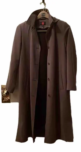 Gallery Womens Size 4 Tan Brown Hooded Lined Rain Trench Coat VeryNice Condition