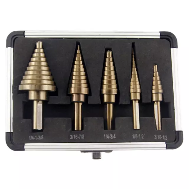 Segomo Tools 5 Piece SAE Multiple Hole 50 Sizes HSS Step Drill Bit Set