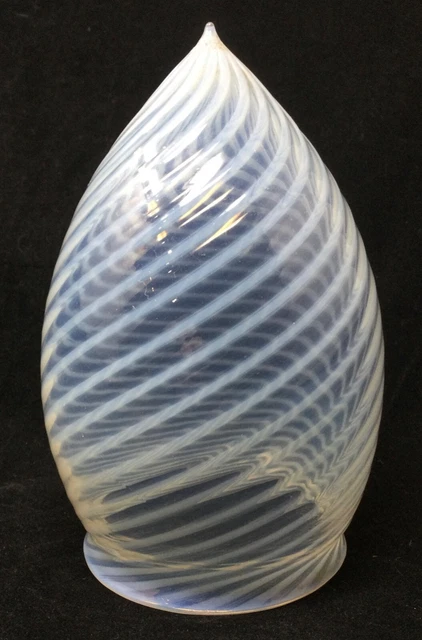 Vintage Art Deco Blue Opalescent Swirl Teardrop Bullet Lamp Shade 3 1/4” fitter