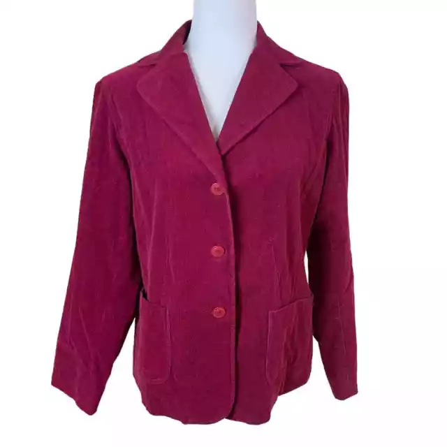 Pendleton Women's Size M Corduroy Velvet Blazer Jacket Burgundy Wine Pockets