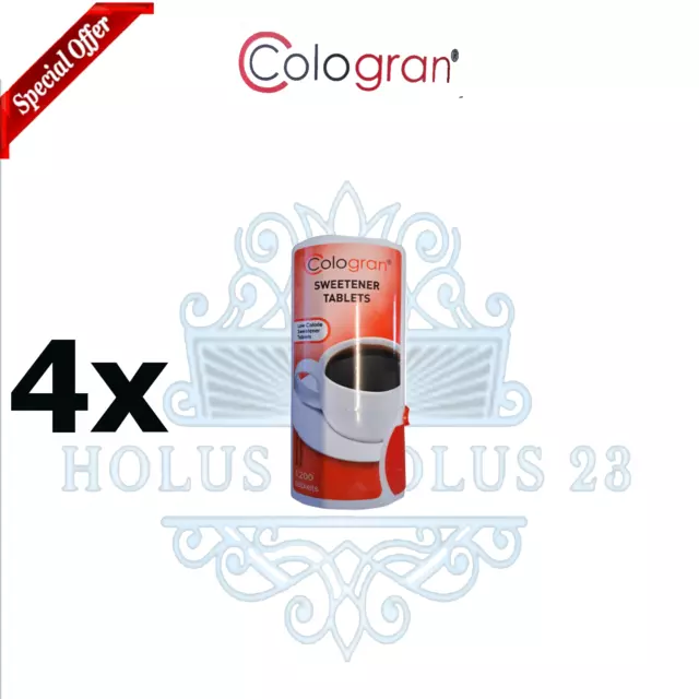 4 x Cologran Low Calorie Sweeteners Tablets 72g,4 x 1200 Tablets