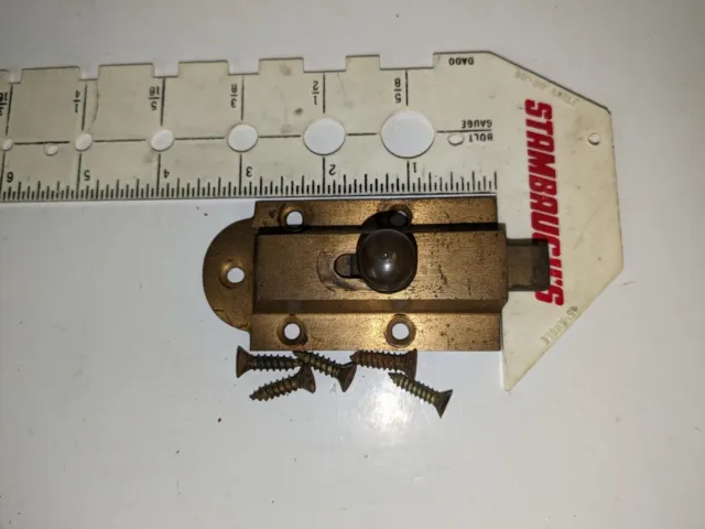 Vintage 3 1/2" Door Bolt Latch Slide Lock - Antique Security Hardware PR