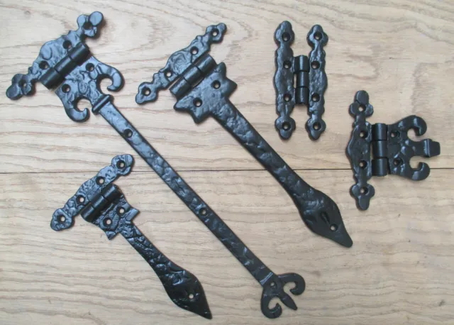 Pair Of Cast Iron Vintage Old English Classic Door Gate Cupboard Cabinet Hinges