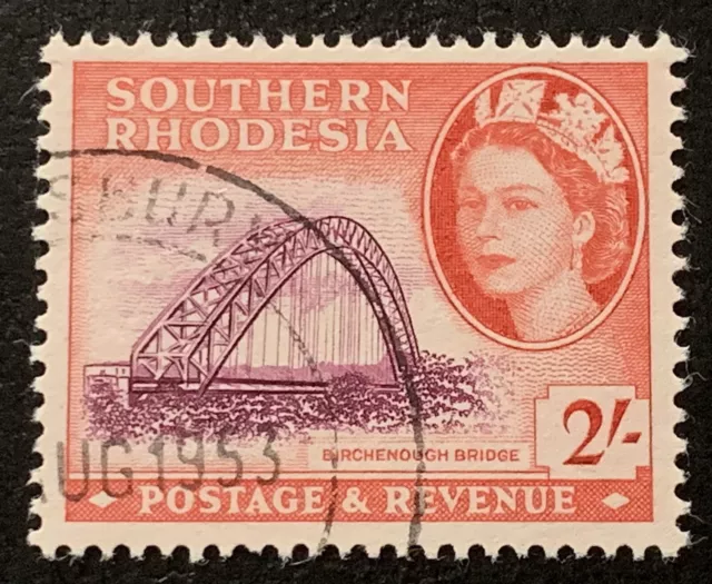 Southern Rhodesia 1953 QEII 2s (Birchenough Bridge) 2/- Used Stamp SG87