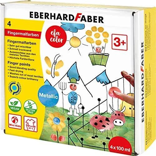 4 EBERHARD FABER EFA Color Metallic Fingerfarben f NEW
