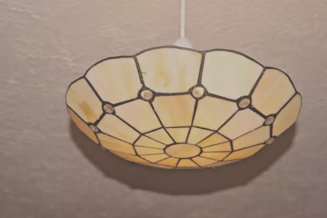 Retro stained glass ceiling light shade. Tiffany / art deco style. Lampshade