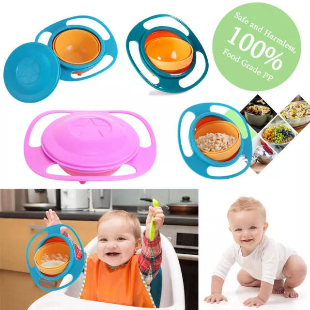 Child Universal Gyro Bowl Children Rotary Balance Bowl Baby Feeding Dish 360°