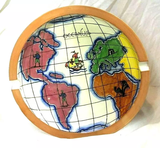 Ugo Zaccagnini Mid Cent D Lord & Tay Italian Art Pottery 12" Globe Ashtray/Bowl