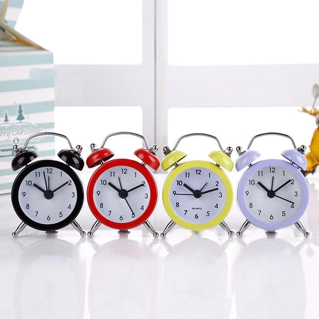 1 pieza Reloj despertador dormitorio sala de estar doble campana decoración del hogar Mini movimiento