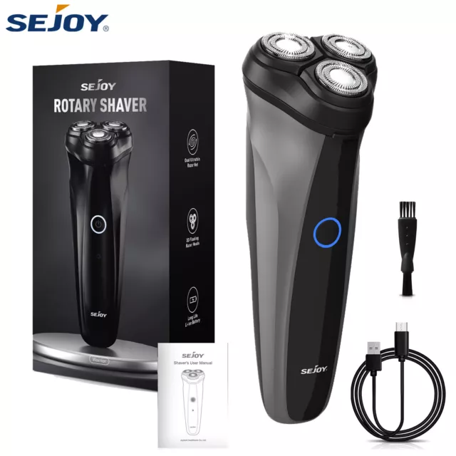 Sejoy Electric Razor for Men 3D Rotary Shaver Rechargeable Beard Pop-Up Trimmer