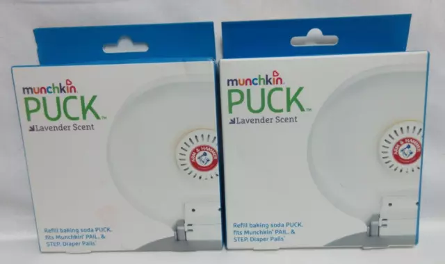 2 - Munchkin Arm & Hammer Puck Baking Soda Diaper Pail Cartridges, Lavender.