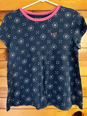 Abercrombie & Fitch Kids Navy Floral Shirt w/Pink Contrast Girls Top Size 13/14