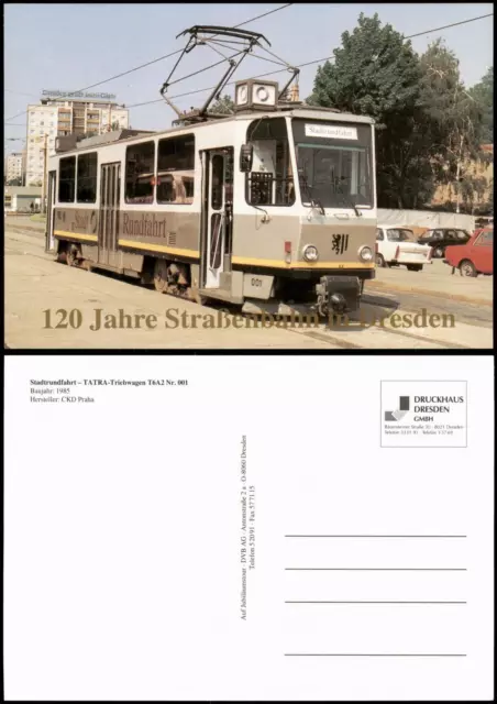 Dresden Stadtrundfahrt TATRA-Triebwagen T6A2 Nr. 001 Tram Straßenbahn 1990
