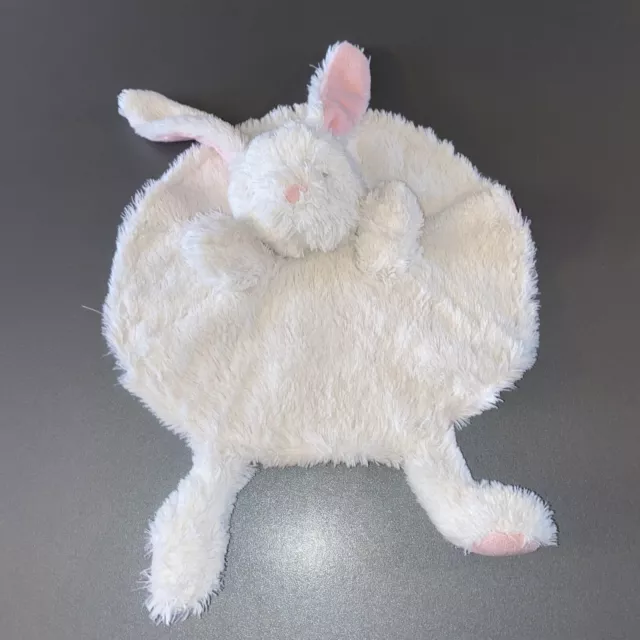 Doudou plat lapin rond blanc rose marionnette Tom et Zoé Babou