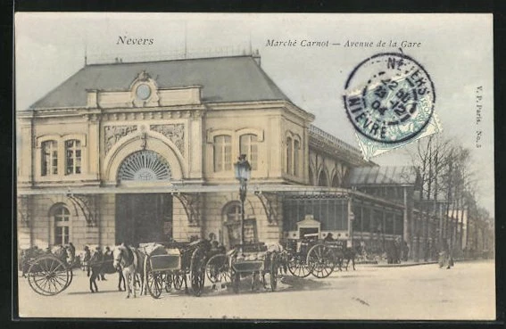 CPA Nevers, Marché Carnot, Avenue de la Gare 1904