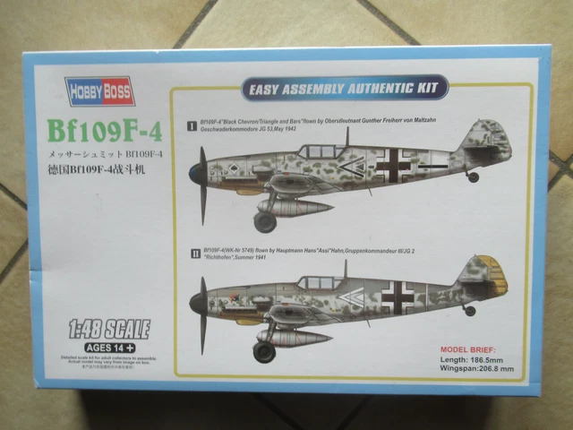 MESSERSCHMITT Bf 109 F-4, HOBBYBOSS, 1/48, réf: 81749, 2015, ( airfix, revell ).