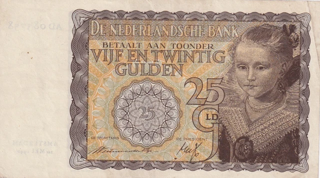 Netherlands 25 Gulden 1940 VF+