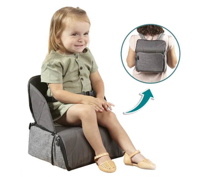 Contours Explore 2-in-1 Portable Booster Seat and Backpack Diaper Bag, Gray