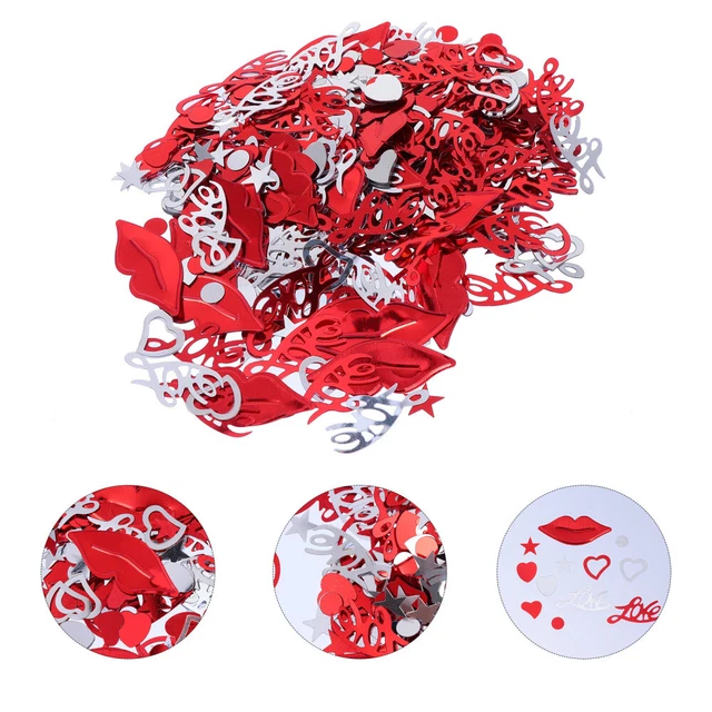 Coriandoli Per San Valentino Plastica Sposa Sul Tavolo Diffondere Amore Fuori