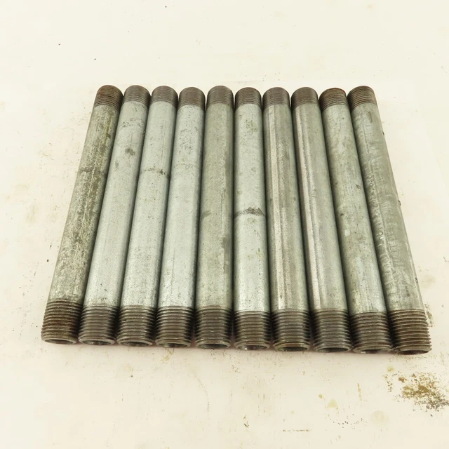 3/8" NPT x 6" Galvanized Iron Pipe Nipple Fitting Schedule 40 Lot of 10