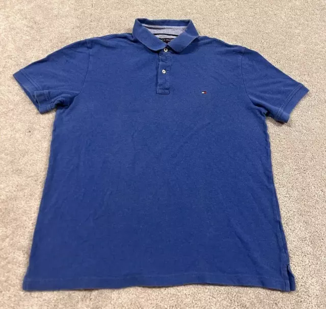 Tommy Hilfiger Polo Shirt Adult Mens Size XL Short Sleeve Blue Golf Casual