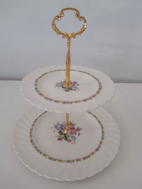 CLARICE CLIFF Large 2 Tier Matching CAKE STAND High Tea Cup Cakes Wedding