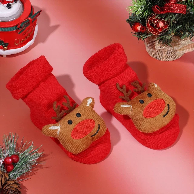 in cotone stampato Calzini per bambini bambini piccoli Calza di Natale rossa