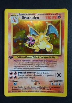 Carte Pokemon Dracaufeu / Charizard 4/102 Edition 1 FR HOLO 1999