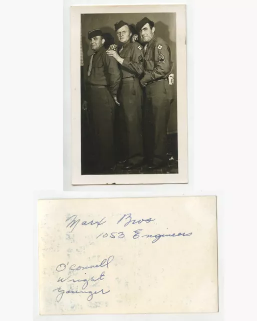 Wwii Army Soldiers Three 1053 Engineers Ided On Back Marx Bros Bw Photo