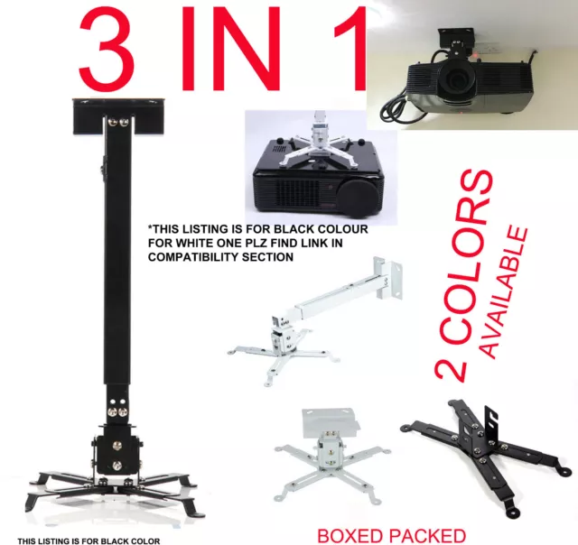 Universal Projector Ceiling Wall Mount Bracket Lcd Dlp Monitor Tilt Extendable