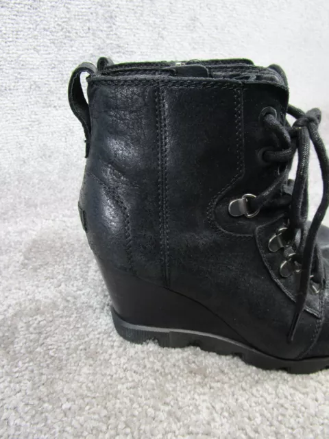 SOREL BOOTS WOMENS Size 6.5 Uptown Lace Wedge Booties Black Leather ...