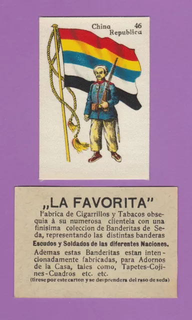 La Favorita (Canary Islands) - Scarce Silk Flags & Soldiers Card - China
