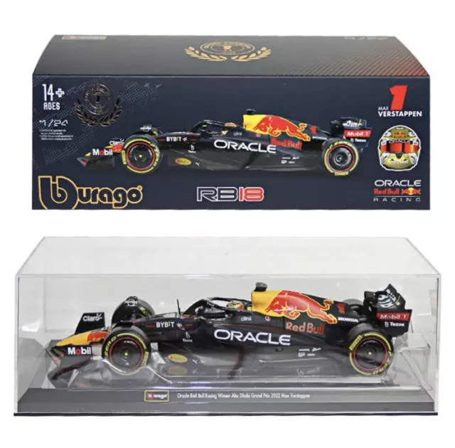 New F1 Gold Edition 2022 1:24 Max Verstappen Red Bull RB18 Diecast Racing Model