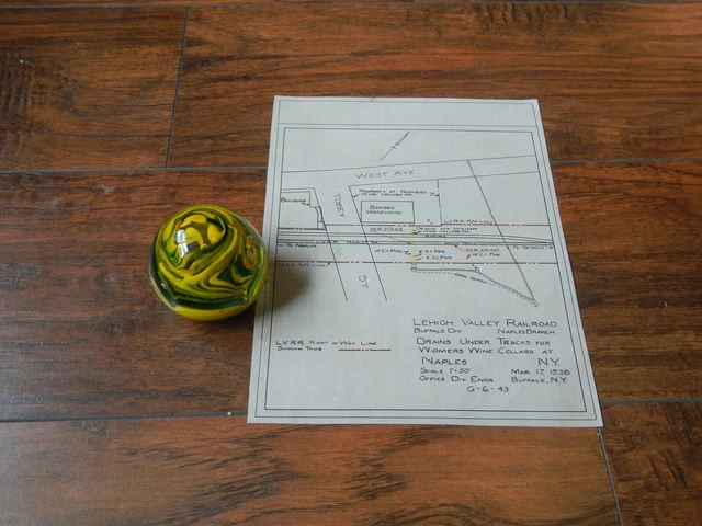 Rare Lehigh Valley Railroad Engineering Drawing Naples NY 1938  LVRR Wine Cellar