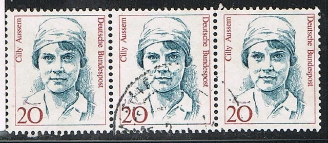 Frauen 1 DM Währung, waag 3er Streifen Mi.Nr. 1365 20Pf. gestempelt
