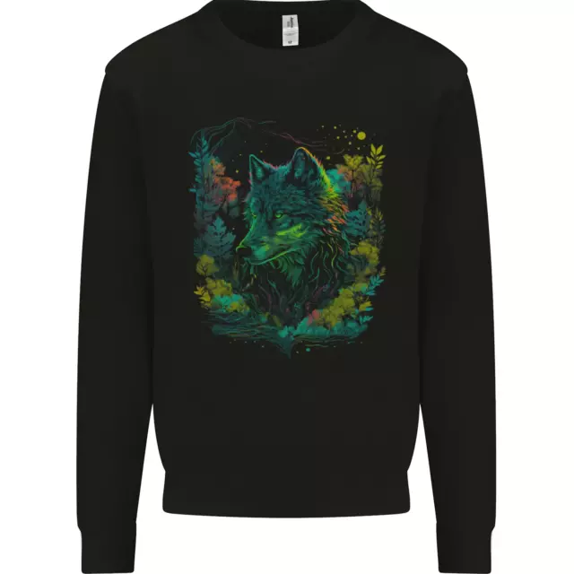 A Fantasy Wolf in the Forest Mens Sweatshirt Jumper