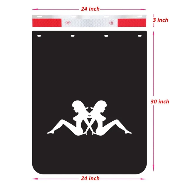 24"x30"Mud Flaps& 24"x3"Reflector Strips for Semi-truck Trailer Heavy Duty Truck