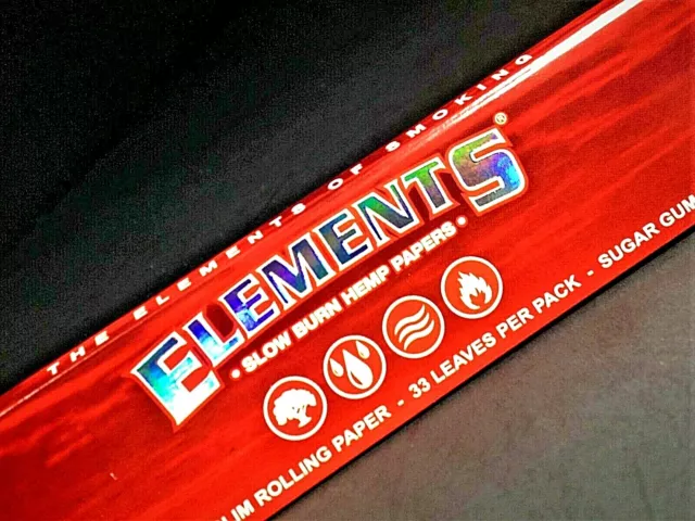 Elements Red Hemp 1pk King Slim Rolling Papers Slow Burn 32pp LOWPrice FREE2Ship
