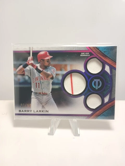 2021 Topps Tribute Barry Larkin Triple Pinstripe HOF Relic /50 Reds #TTR-BL