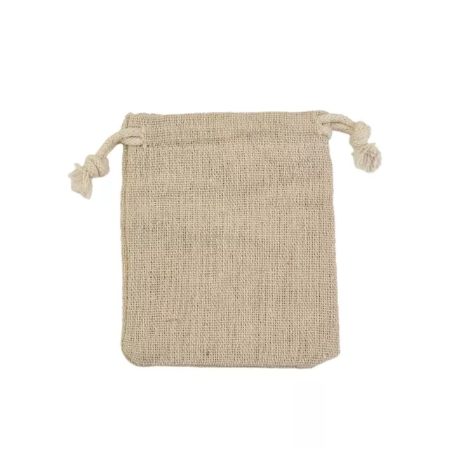 50Pcs Small Burlap Natural Linen Jute Sack Jewelry Pouch Drawstring Bags Gift