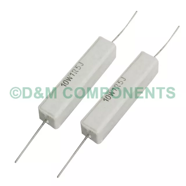 3.3R to 10K - 10W Ceramic Wirewound Resistors, 5%, SQP-10, Pack of  2, 5 or 8