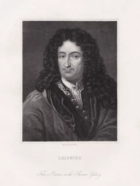 Gottfried Wilhelm Leibniz Mathématicien Historiker Portrait Engraving 1835