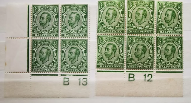 King George V Stamp GB KGV block control Great Britain Mint Unused