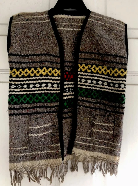 Vtg 1960's Toddlers Mexican Blanket Serape Vest width 13” Length 18”